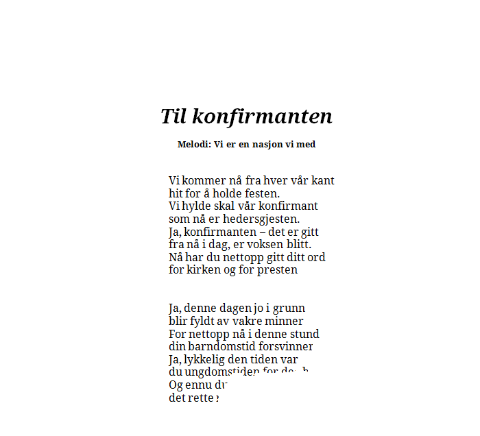 Konfirmasjonssanger - Generelle - Konfirmasjonssanger Generelle - Til