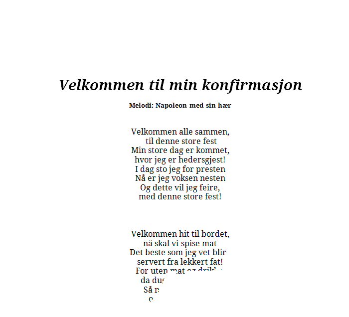 Konfirmasjonssanger - Velkomstsanger - Konfirmasjonssanger ...